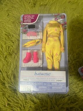 Festival Day Yellow Doll Outfit & Pink Accessories